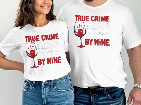 Kriminalfälle True Crime T-Shirt, Wein um 9 Horror Geschichten für Krimi Fans Tee, Rätsellösen Fingerabdruck Top, Ermittlungen Motiv Shirt - Image 4