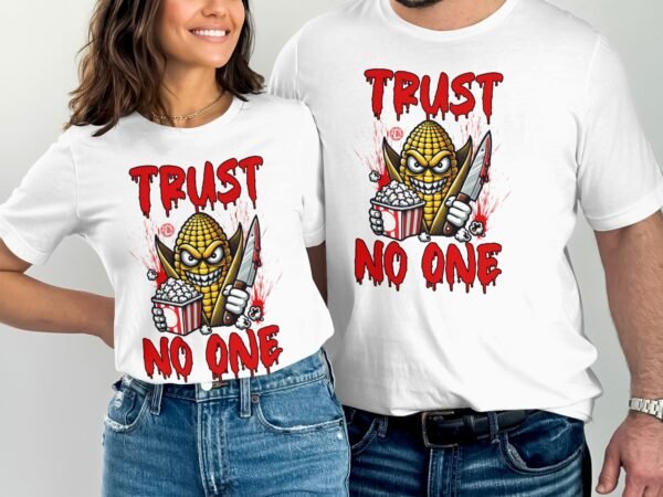 Kriminalfälle True Crime T-Shirt, Mystischer Horror Blut Kinofilm für Krimi Fans Tee, Mais Popcorn Verbrecher Top, Kein Vertrauen Shirt - Image 4