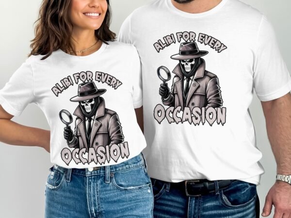Kriminalfälle True Crime T-Shirt, Mystische Horror Geschichten für Krimi Fans Tee, Rätsel Maskiertes Detektiv Top, Lupe Ermittlungen Shirt - Image 4