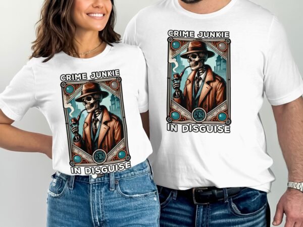 Kriminalfälle Tarot Karten T-Shirt, Mystische Tarotkarten für Krimi Fans Tee, Esoterik Kartenlegen Detektiv Top, Tarotdeck Wahrsager Shirt - Image 4