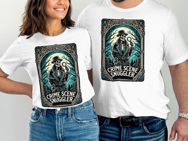 Kriminalfälle Tarot Karten T-Shirt, Mystische Tarotkarten für Krimi Fans Tee, Esoterik Kartenlegen Detektiv Top, Tarotdeck Wahrsager Shirt - Image 4