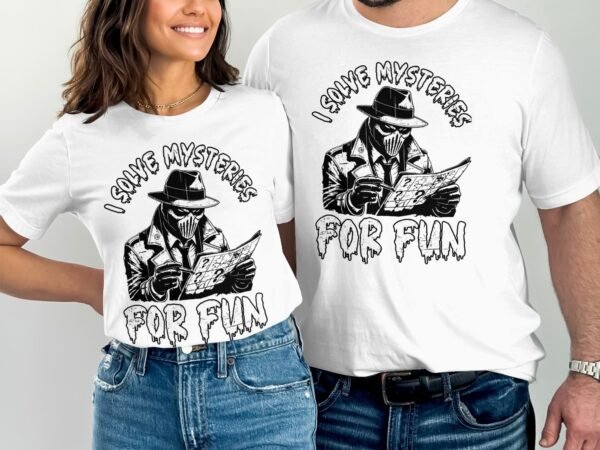 Kriminalfälle True Crime T-Shirt, Mystische Horror Geschichten für Krimi Fans Tee, Rätsel Maskierter Verbrecher Top, Ermittlungen Shirt - Image 4