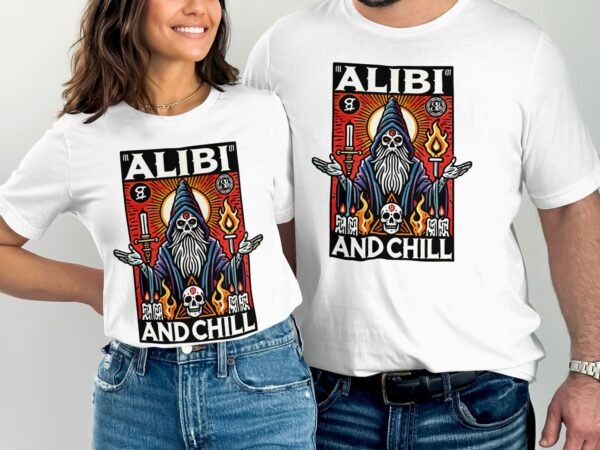 Kriminalfälle Tarot Karten T-Shirt, Mystische Tarotkarten für Krimi Fans Tee, Esoterik Kartenlegen Detektiv Top, Tarotdeck Wahrsager Shirt - Image 4