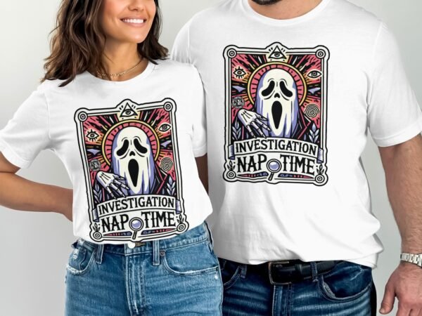 Kriminalfälle Tarot Karten T-Shirt, Mystische Tarotkarten für Krimi Fans Tee, Esoterik Kartenlegen Detektiv Top, Tarotdeck Wahrsager Shirt - Image 4