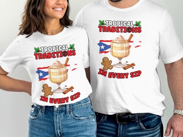 Tropisches Coquito Weihnachten T-Shirt, Traditionelles Kokosnuss Urlaubsgetränk Shirt, Festliches Puerto Rico Karibik Tee, Kokos Reisetop - Image 4