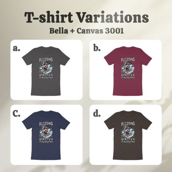 Lustige Elch Schlitten Grafik Weihnachten TShirt, Wintersport TShirt, Elch Schlittenfahren Design, Gravity's Playground TShirt - Image 6