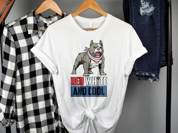 Nationalfeiertag Tshirt USA 4 Juli Outfit Veteran Patrioten Look Freiheit Style Amerika Rot Weiß Blau Pitbull Design Freiheitsfeiertag Stolz - Image 2