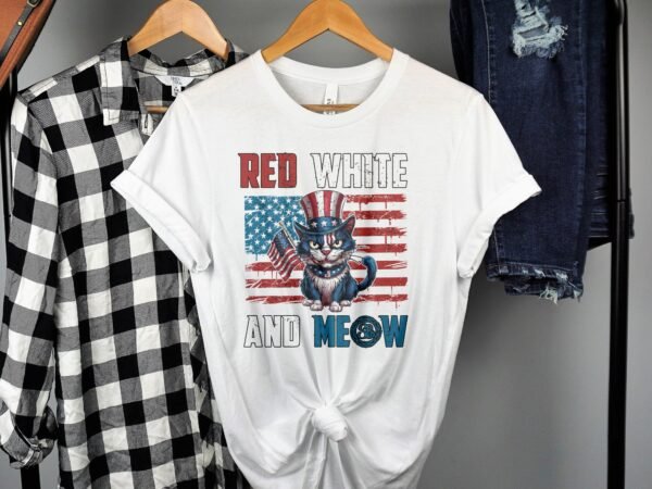 Nationalfeiertag T-Shirt USA 4 Juli Outfit Veteran Patrioten Look Freiheit Style Amerika Böse Katze Flaggen Design Freiheitsstatue Stolz - Image 2