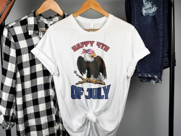 Nationalfeiertag T-Shirt Wappentier Adler USA 4 Juli Outfit Veteran Patrioten Look Freiheit Style Amerika Flaggen Design Weißkopfseeadler - Image 2