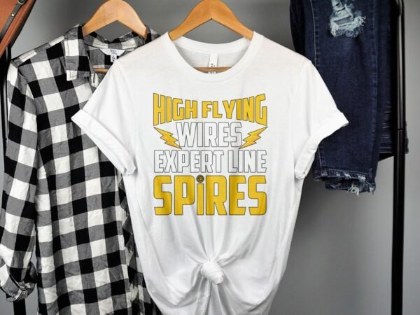 High Flying Wires Expert Line Spires T Shirt, Retro Style Graphic Tee, Unique Gift for Tech Enthusiasts, Geeky Apparel - Image 2