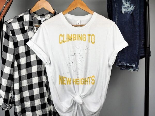 Climbing to New Heights t-shirt, Motivational Graphic Tee, Outdoor Adventure Shirt, Fitness Workout Tee, Inspirational Gym T-shirt - Image 2