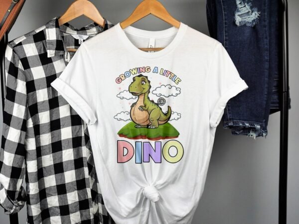 Cartoon Schwangerschafts T-Shirt Pregasaurus Outfit Werdende Mutter Dino Shirt Mama Babybauch T-Shirt Familienzuwachs Baby Kleidung - Image 2
