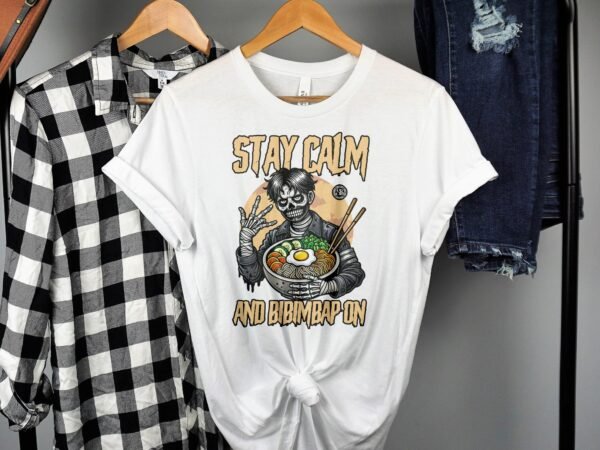 Anime Bibimbap Halloween T-Shirt, Koreanisches Essen Tee, Magisches Kostüm, Ramen MRE Zutaten Shirt, Wahnsinn Bowl Top, Gimbap Party - Image 2