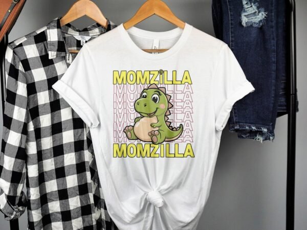 Momzilla Pregasaurus Mama Shirt Schwangerschaft Niedliches Cartoon Dino T-Shirt Schwangere Mutter Kleidung Babybauch Outfit Familie - Image 2