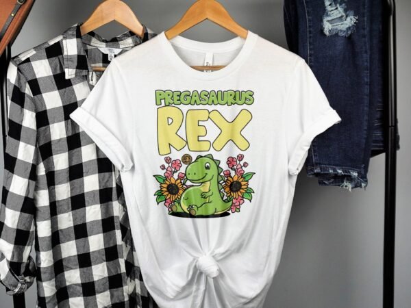Pregasaurus Rex Shirt Schwangere Dinosaurier T-Shirts Baby Dino Shirts Werdende Mama T-Shirt Schwangerschaft Babyparty Familie - Image 2
