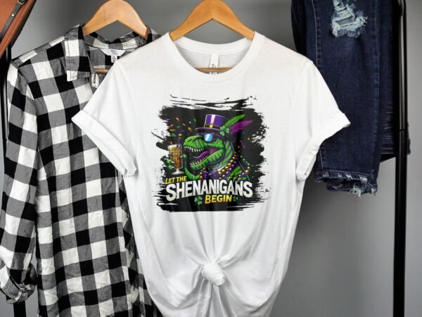 Partyoutfit Dinosaurier T-Shirt Lasse Die Eskapaden Beginnen Karneval Kostümshirt Festival Getränke Mardi Gras Dinosaurier Outfit - Image 2