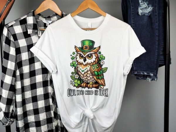 Grüne Eulen Shirt St. Patrick's Day Glück Eule Design Irland Eulen TShirt Irisches Festival St. Patrick's Day Nachteulen Tee - Image 2