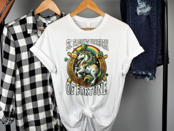 St Paddys Glück Einhorn Shirt St Patricks Day T-Shirt Irland Festival Tee Fun Hufeisen Regenbogen Tee Irische Feierlichkeiten Gold Freude - Image 2