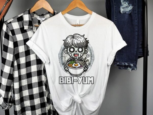 Anime Bibimbap Halloween T-Shirt, Koreanisches Essen Tee, Magisches Kostüm, Ramen MRE Zutaten Shirt, Wahnsinn Bowl Top, Gimbap Party - Image 2