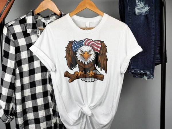 Unabhängigkeitstag Shirt Wappentier Adler USA 4 Juli Outfit Veteran Patrioten Look Freiheit Style Amerika Flaggen Design Weißkopfseeadler - Image 2