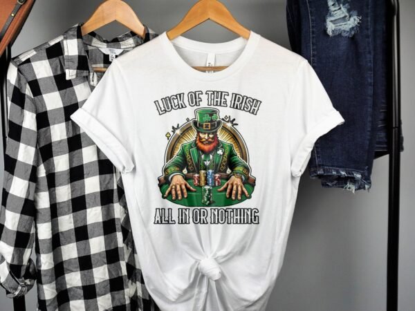 St. Patricks Day Poker Shirt, Casino Game T-Shirt, Glück des Iren, Alles oder Nichts T-Shirt, Karten Glück, Einzigartige Geschenkidee - Image 2