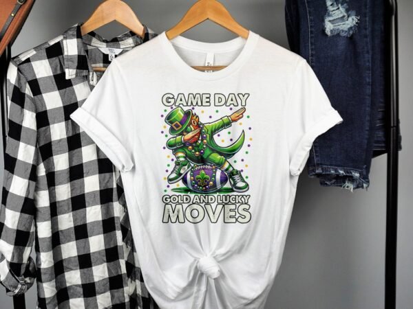 Game Day Shirt Gold and Lucky Moves Dab Dance Funny Graphic Tee, Sport Fan TShirt, Trendy Sports Apparel, Cool Game Day T Shirt - Image 2
