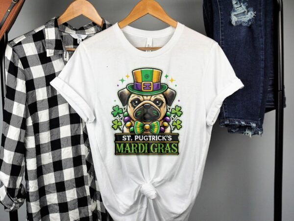 Lustiges St. Patricks Day Shirt, Mardi Gras und St. Patricks Day Design, Pugtricks Festival T-Shirt, Party Tee, festliches Shirt - Image 2