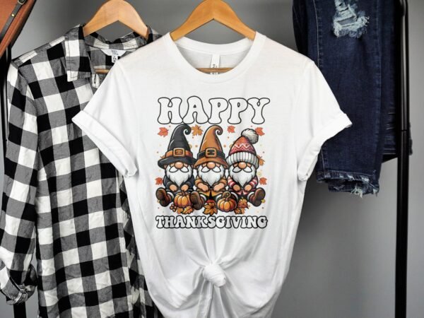 Herbstliches Erntedankfest T-Shirt, Traditionell Amerika Kanada Top, Lustiges Feiertags Zwerge Truthahn Shirt, Festliches Geflügel Tee - Image 2
