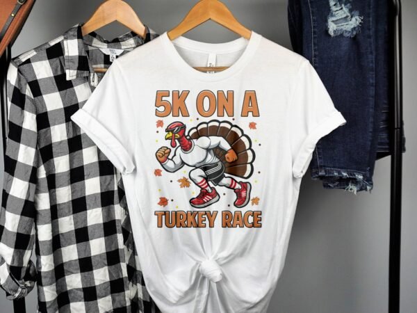 Herbstliches Erntedankfest T-Shirt, Traditionell Amerika Kanada Top, Lustiges Truthahn Rennen TROT Shirt, Festliches Geflügel Kürbis Tee - Image 2