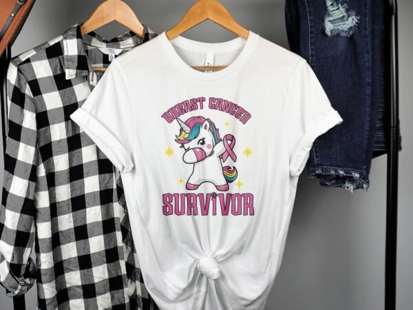 Kampf Stärke Hoffnung Brustkrebs Bewusstsein T-Shirt, Vorsorgeuntersuchung Gesundheit Tee, Hilfe Symbol der Solidarität Pinke Schleife Top - Image 2