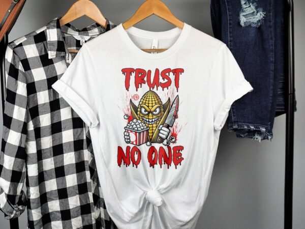 Kriminalfälle True Crime T-Shirt, Mystischer Horror Blut Kinofilm für Krimi Fans Tee, Mais Popcorn Verbrecher Top, Kein Vertrauen Shirt - Image 2