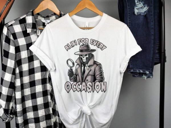 Kriminalfälle True Crime T-Shirt, Mystische Horror Geschichten für Krimi Fans Tee, Rätsel Maskiertes Detektiv Top, Lupe Ermittlungen Shirt - Image 2