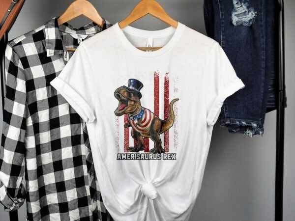 Amerisaurus Rex T-Shirts USA Flagge Dino Shirts 4. Juli Patrioten Dinosaurier Shirts T-Rex Shirts Lustiger Merica Dino Freiheit Demokratie - Image 2
