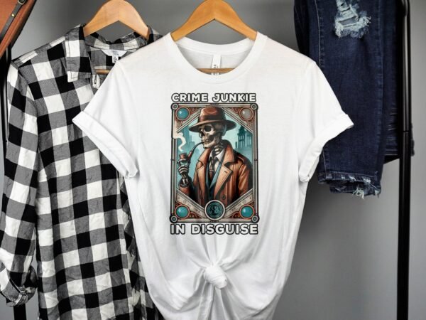 Kriminalfälle Tarot Karten T-Shirt, Mystische Tarotkarten für Krimi Fans Tee, Esoterik Kartenlegen Detektiv Top, Tarotdeck Wahrsager Shirt - Image 2
