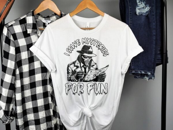 Kriminalfälle True Crime T-Shirt, Mystische Horror Geschichten für Krimi Fans Tee, Rätsel Maskierter Verbrecher Top, Ermittlungen Shirt - Image 2