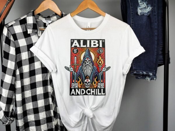 Kriminalfälle Tarot Karten T-Shirt, Mystische Tarotkarten für Krimi Fans Tee, Esoterik Kartenlegen Detektiv Top, Tarotdeck Wahrsager Shirt - Image 2