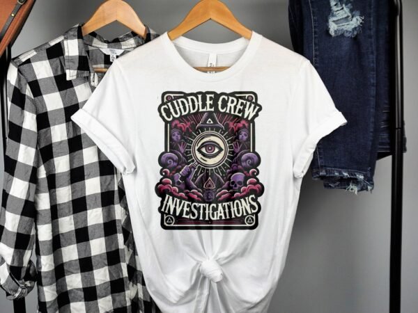 Kriminalfälle Tarot Karten T-Shirt, Mystische Tarotkarten für Krimi Fans Tee, Esoterik Kartenlegen Detektiv Top, Tarotdeck Wahrsager Shirt - Image 2