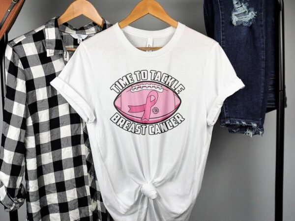 Kampf Stärke Hoffnung Brustkrebs Bewusstsein T-Shirt, Vorsorgeuntersuchung Gesundheit Tee, Hilfe Symbol der Solidarität Pinke Schleife Top - Image 2