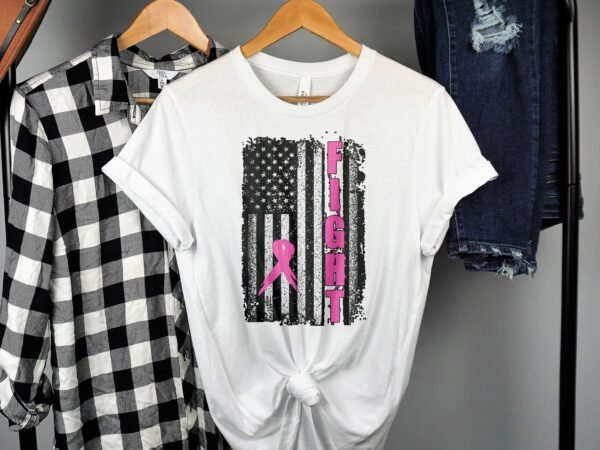 Kampf Stärke Hoffnung Brustkrebs Bewusstsein T-Shirt, Vorsorgeuntersuchung Gesundheit Tee, Hilfe Symbol der Solidarität Pinke Schleife Top - Image 2