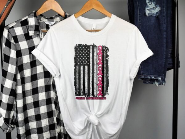 Kampf Stärke Hoffnung Brustkrebs Bewusstsein T-Shirt, Vorsorgeuntersuchung Gesundheit Tee, Hilfe Symbol der Solidarität Pinke Schleife Top - Image 2