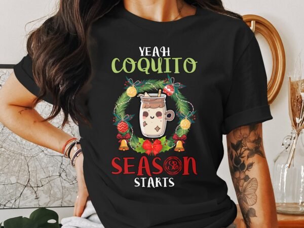 Tropisches Coquito Weihnachten T-Shirt, Traditionelles Kokosnuss Urlaubsgetränk Shirt, Festliches Puerto Rico Karibik Tee, Kokos Reisetop - Image 3