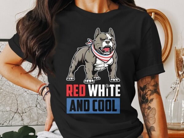 Nationalfeiertag Tshirt USA 4 Juli Outfit Veteran Patrioten Look Freiheit Style Amerika Rot Weiß Blau Pitbull Design Freiheitsfeiertag Stolz - Image 3