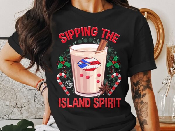Tropisches Coquito Weihnachten T-Shirt, Traditionelles Kokosnuss Urlaubsgetränk Shirt, Festliches Puerto Rico Karibik Tee, Kokos Reisetop - Image 3