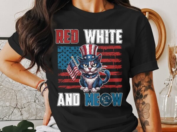 Nationalfeiertag T-Shirt USA 4 Juli Outfit Veteran Patrioten Look Freiheit Style Amerika Böse Katze Flaggen Design Freiheitsstatue Stolz - Image 3