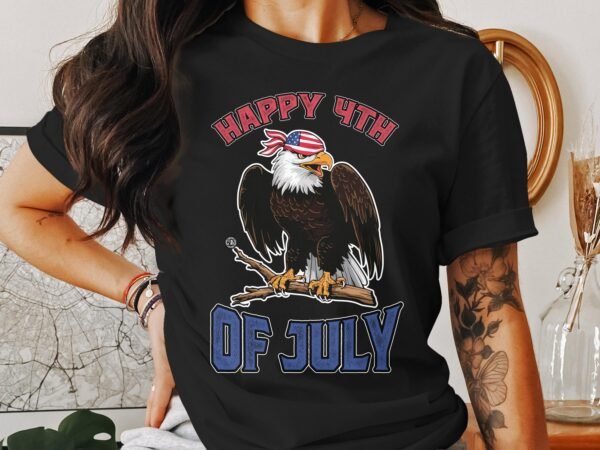 Nationalfeiertag T-Shirt Wappentier Adler USA 4 Juli Outfit Veteran Patrioten Look Freiheit Style Amerika Flaggen Design Weißkopfseeadler - Image 3