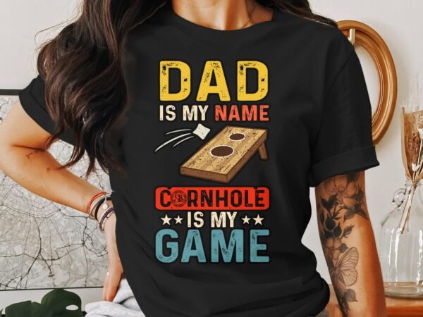Cornhole Vater Gartenspiel T-Shirt, Camping Freizeitspiel Shirt, Familien Sieger Outfit, Wurfsack Holzbrettspiel Tee, Sommer Outdoor-Spiel - Image 3