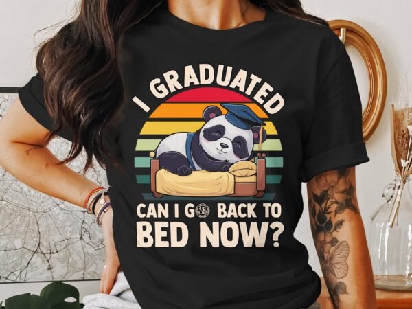 Abschlussgeschenk Panda T-Shirt für Absolventen Müde Abschlussfeier Schulabschluss Shirt Retro Schlafender Panda Bär Studium Bachelor Master - Image 3