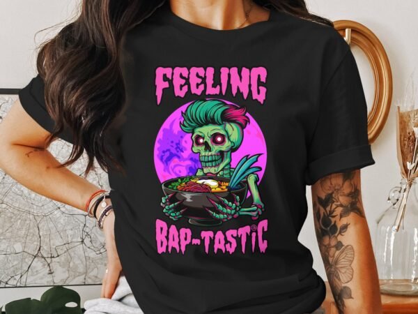 Anime Bibimbap Halloween T-Shirt, Koreanisches Essen Tee, Magisches Kostüm, Ramen MRE Zutaten Shirt, Wahnsinn Bowl Top, Gimbap Party - Image 3