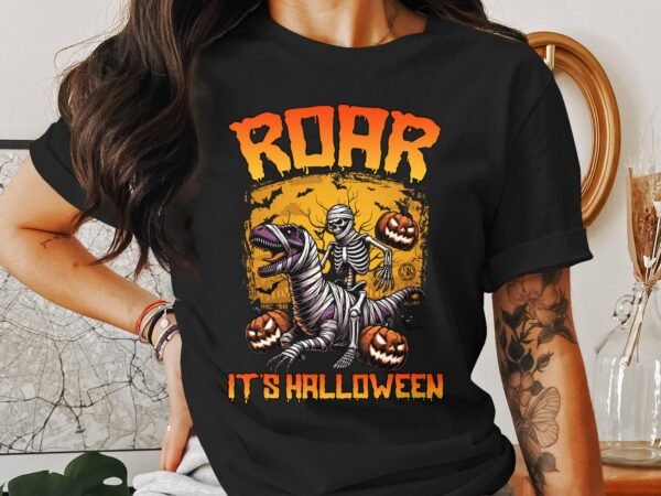 Scary Dinosaur Halloween T-Shirt, Spooky T-Rex Tee, Fun Magic Costume Dino Shirt, Hunter Witch Hour Madness Top, Trick-Or-Treat Night Party - Image 3