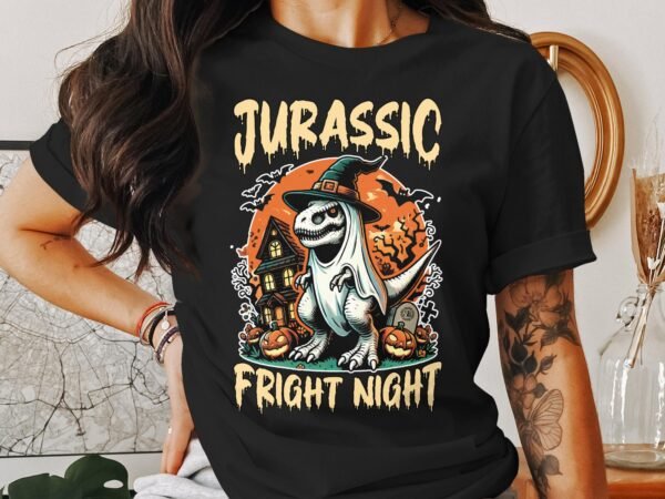Scary Dinosaur Halloween T-Shirt, Spooky T-Rex Tee, Fun Magic Costume Dino Shirt, Hunter Witch Hour Madness Top, Trick-Or-Treat Night Party - Image 3